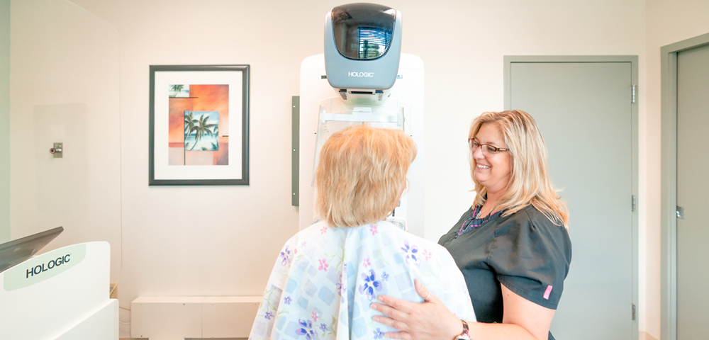 A patient having a 3-d mammogram