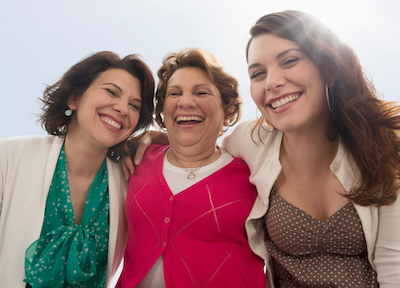 Three women happy and smiling