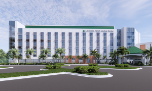 Rendering of the front of the new patient bed tower