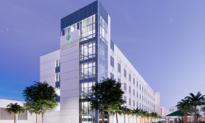 Rendering of the exterior of the new patient bed tower