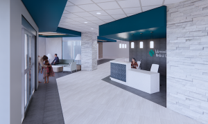 Rendering of the lobby of the new patient tower