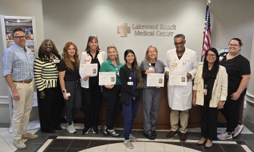 LWRMC cardiac team posing with Get With The Guidlines Cardiac Award