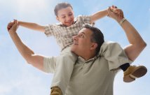 Man holding a boy on his shoulders