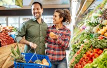 Man and woman food shopping