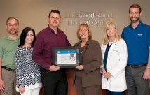 Dr. Andrew Faber, Team Health Facility Medical Director; Judy Young, LWRMC Chief Nursing Officer, Dr. Ralph Gonzalez, Medical Director LWRMC Stroke and Cerebrovascular Center; Kathy Fenelon, Regional VP Quality & Systems Improvement, American Heart Association and American Stroke Association; Christine Gonzalez, LWRMC Stroke Coordinator and Chris Loftus, LWRMC Chief Operating Officer